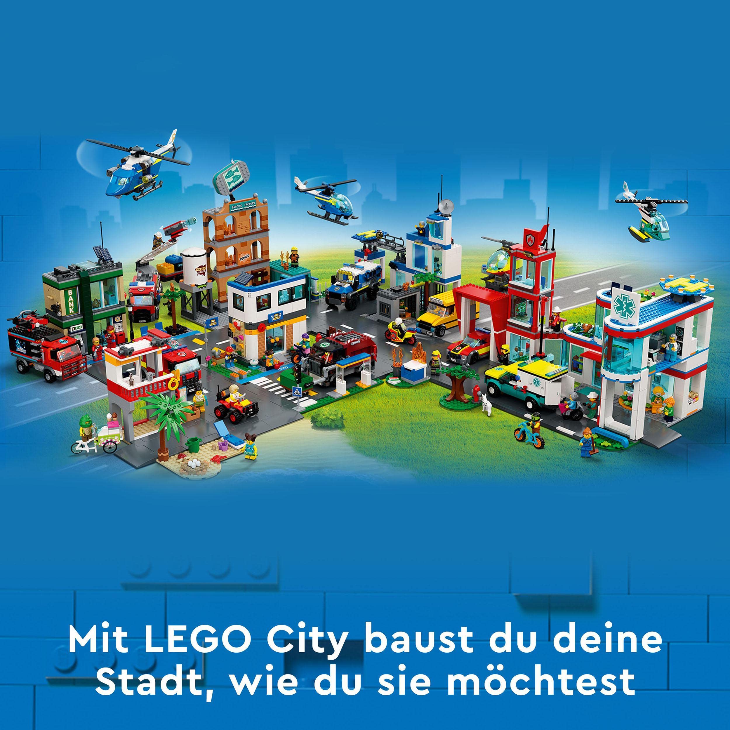 LEGO 60324 City Geländekran, Kran- und LKW-Spielzeug mit Haken, baubares Fahrzeug-Spielzeug für Jungen und Mädchen ab 7 Jahren, Geschenk für Kinder und Fans von Baufahrzeugen