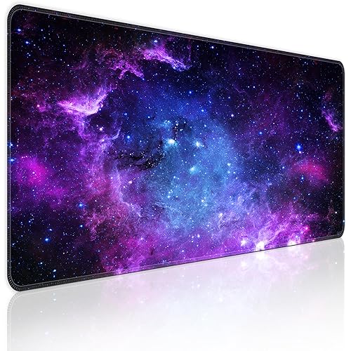 Bzu Galaxy Print Extended Big Mouse Pad Large,XL Gaming Mouse Pad Desk Pad,31.5x11.8inch Long Computer Keyboard Mouse Mat Mousepad with 3mm Non-Slip Base and Stitched Edge for Home Office Work - Galaxy Print - One Size