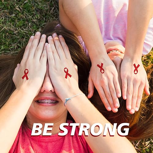 Miniatura 4 de Paquete de 400 tatuajes temporales de cinta roja para la semana del listón rojo, concienciación sin drogas, cinta roja, suministros de regalos para