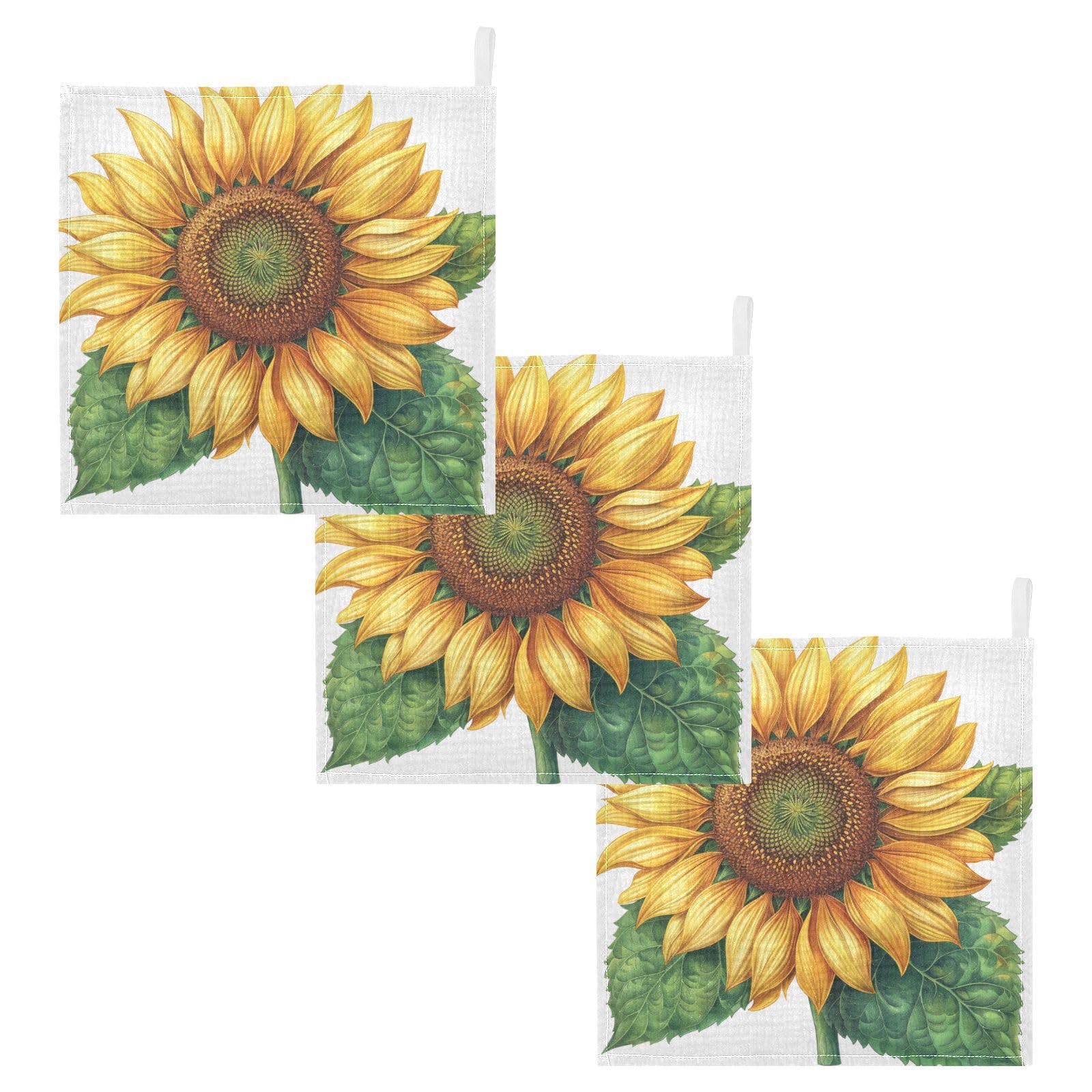 Jumbear Men's A Big Sunflower Muslin Baby Washcloths 3Pack,Baby Towels,Super Soft Nd Bsorbent Wash Cloths For Newborns, Infants Nd Toddlers