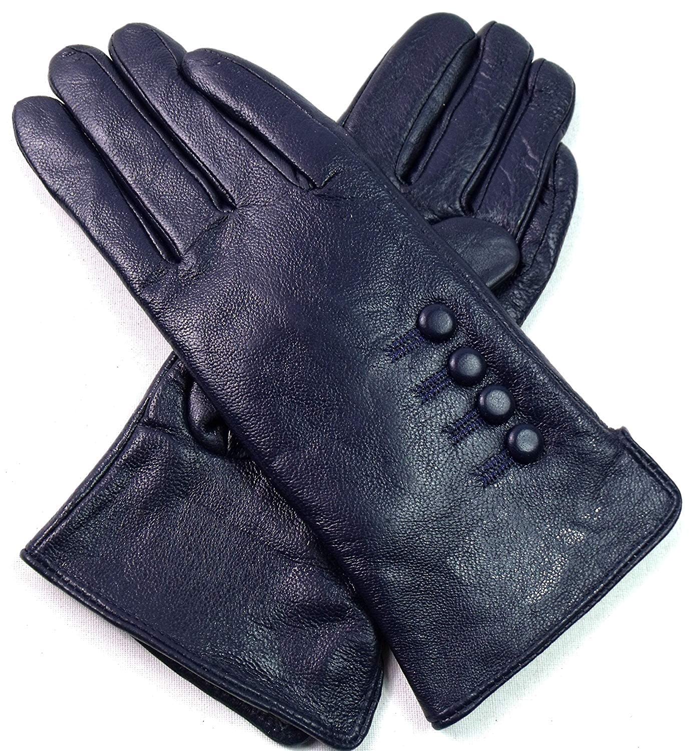 The Leather Emporium Women's Navy Premium Soft Real Leather Gloves