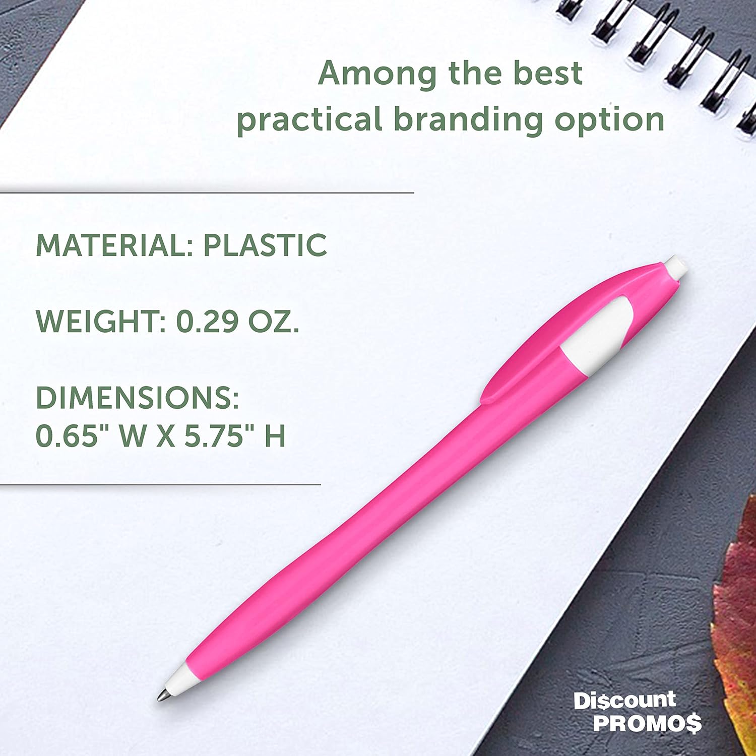 DISCOUNT PROMOS Two Tone Plastic Office Pens Set of 10, Bulk Pack - Black Ink, Great for Office, School, Business, Tradeshows, Other Events - Rose Pink