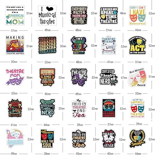 Miniatura 2 de 63 calcomanías de teatro, diseño de graffiti estética, vinilo impermeable para niños, niñas, adolescentes, adultos, para botellas de agua, laptop,