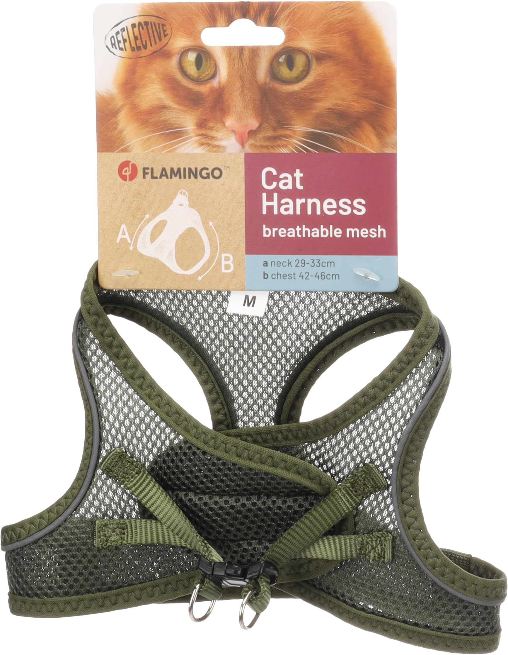 Flamingo Cat Harness Step&Go Berta Khaki M 29-33cm 42-46cm