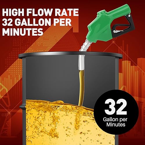 Miniatura 5 de Boquilla de combustible automática de 1 pulgada  candado de 3 engranajes 32 GPM caudal máximo apagado automático de aleación de aluminio recarga