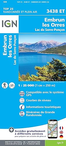 IGN Embrun/Les Orres/Lac de Serre-Poncon - Carte topographique