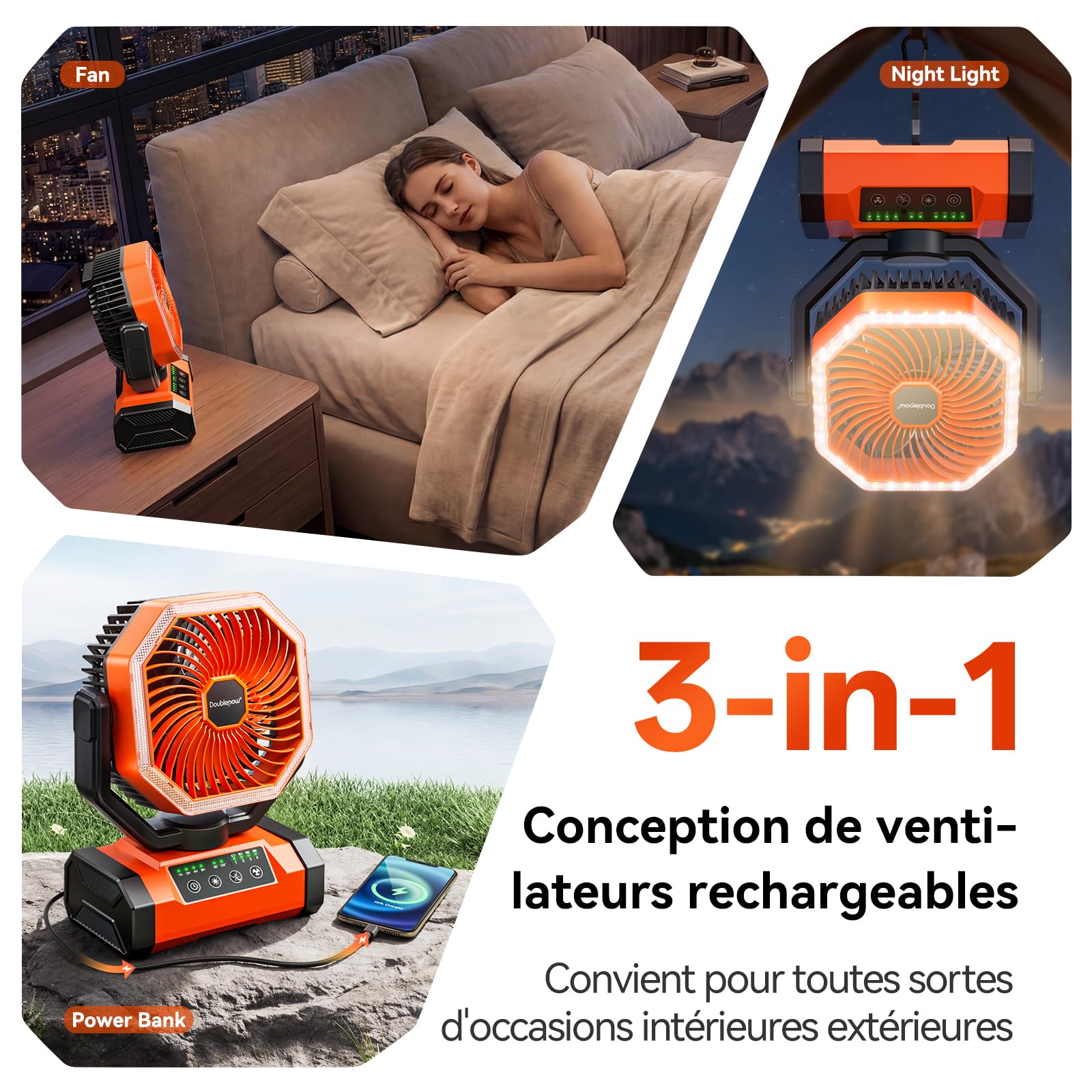 Doublepow Ventilatore da campeggio