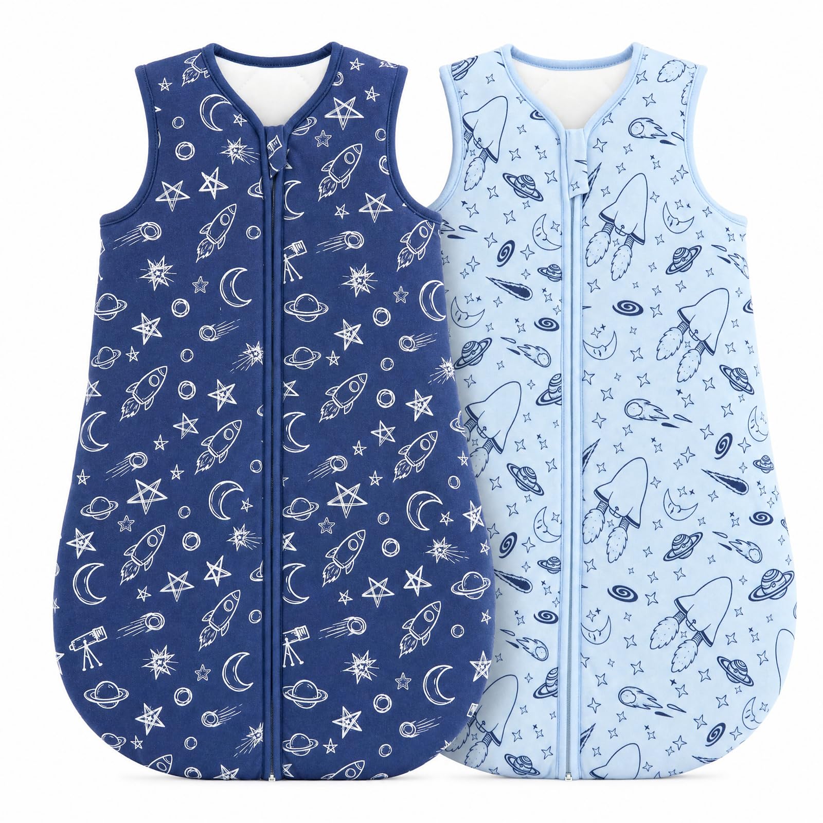 JiAmy 2 Pack 2.5 Tog Winter Baby Sleeping BagBlue Rockets 6-12 Months