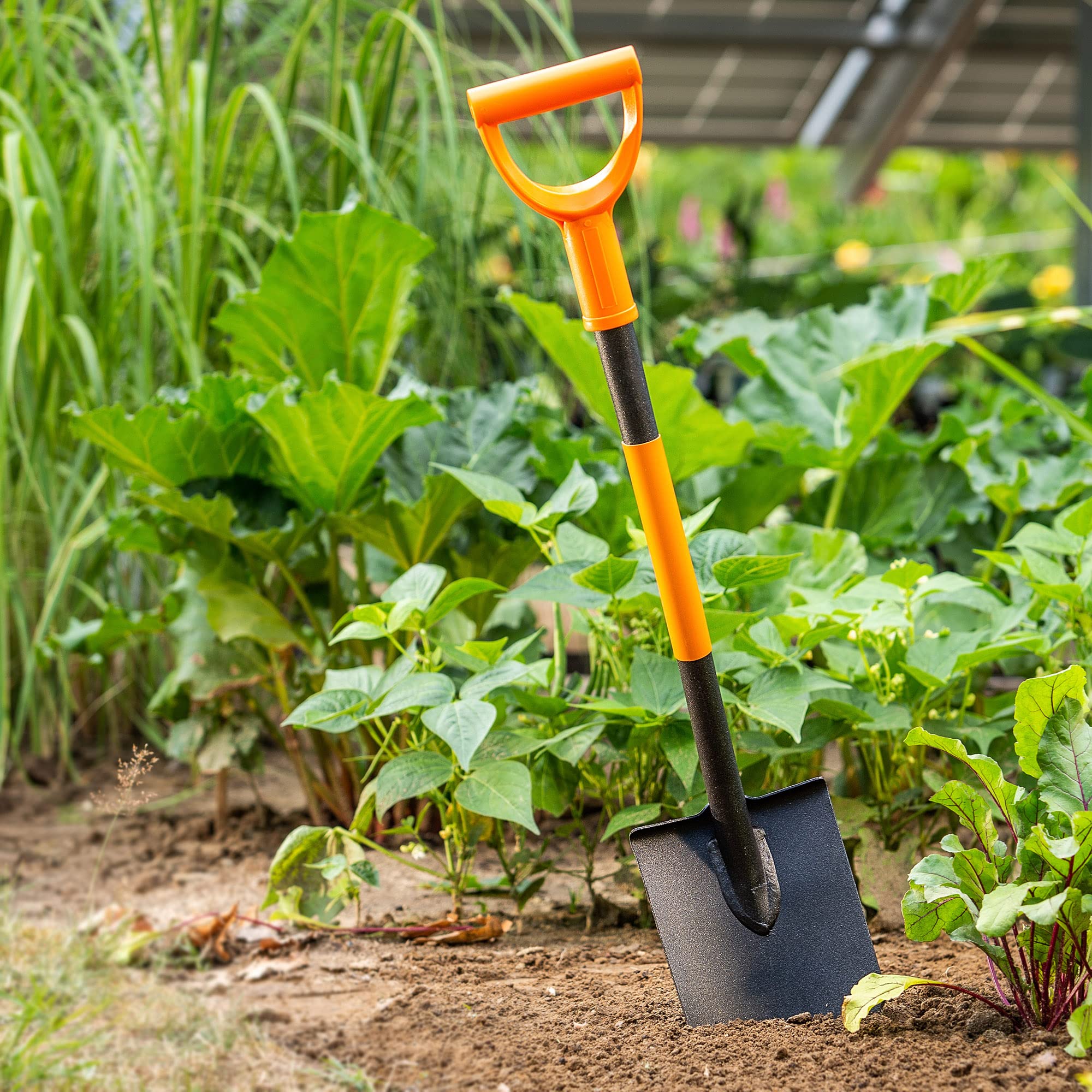 KADAX Pala Puntiaguda, Pala pionera, Pala de Jardinero con Mango en D, Pala de jardín, Pala con Mango metálico, Pala de cavar, Pala de cavar para jardín, Pala de jardín (86 cm, Negro/Naranja)