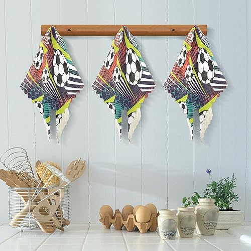 Miniatura 5 de FRODOTGV Geometric Football Soccer Quality Decor Microfiber Cleaning Cloths Quick Dry 6 Pack Kitchen Tea Towels for Countertop Sink