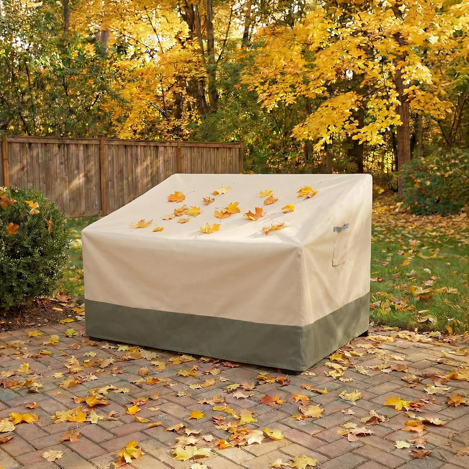 BPS Patio Sofa Cover, Waterproof 600D Oxford Outdoor Couch Cover with Attached Storage Bag and Reflective Handles for Patio 2-Seater Loveseat and Bench, 58''W x 38''D x 38''H