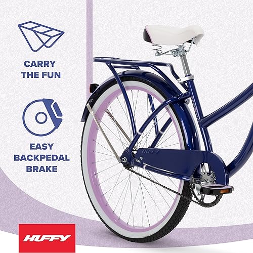 Vista 3 de Huffy Cruiser Bike, Fairmont or Woodhaven Model, 20/24/26 Inch Sizes, Perfect for Casual Rides, Ergonomic Design, Rear Rack and Basket on Woodhaven