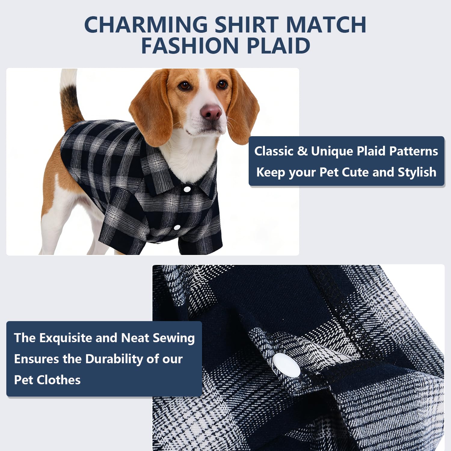 Koneseve Camisa para perro, camisa a cuadros para mascotas, suéter transpirable a juego para perros pequeños, medianos y grandes, gatos, cachorros, adorable, casual, acogedor, Halloween, Acción de