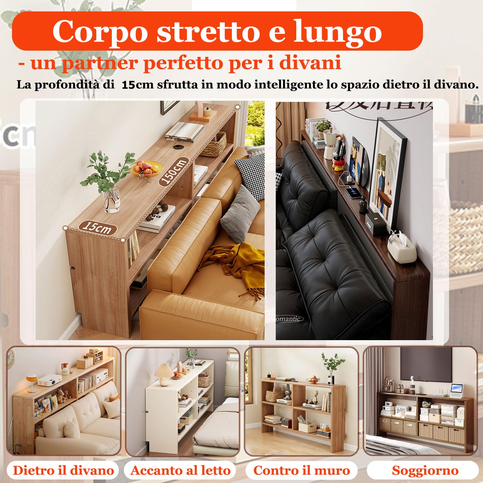Consolle Sottile,Tavolino Stretto e Lungo per Divano,Tavolo Consolle Ingresso legno,Con spazio di archiviazione,per Soggiorno,Camera da Letto,Corridoio