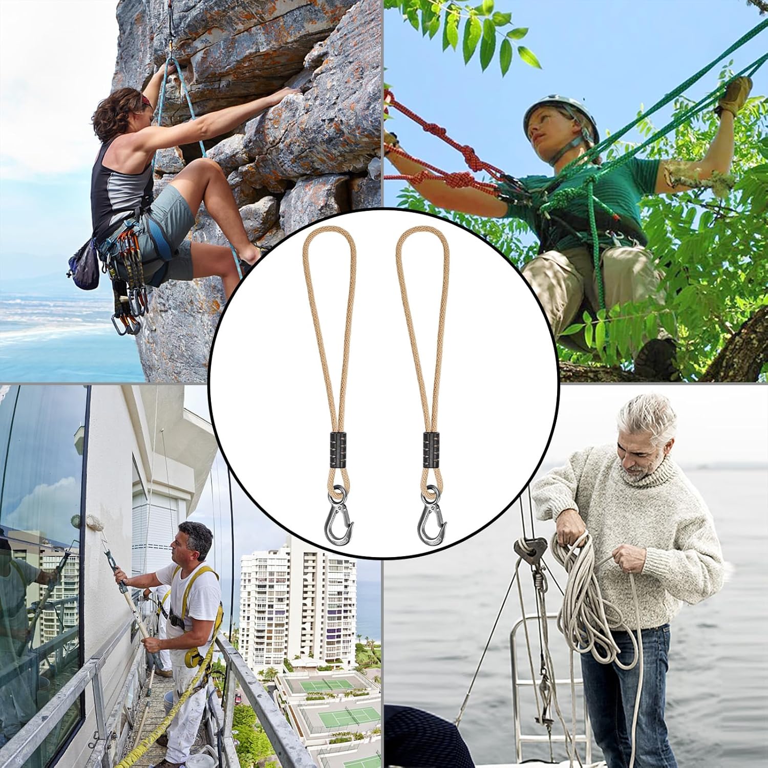 BeneLabel 2 Pcs Tree Swing Rope, 59 inch, Hammock Tree Swing Hanging Strap, Heavy Duty Hook, for Indoor Outdoor Swing Hammock Playground Set Accessories, Raw White 5 81qKViDOcvL. AC SL1500