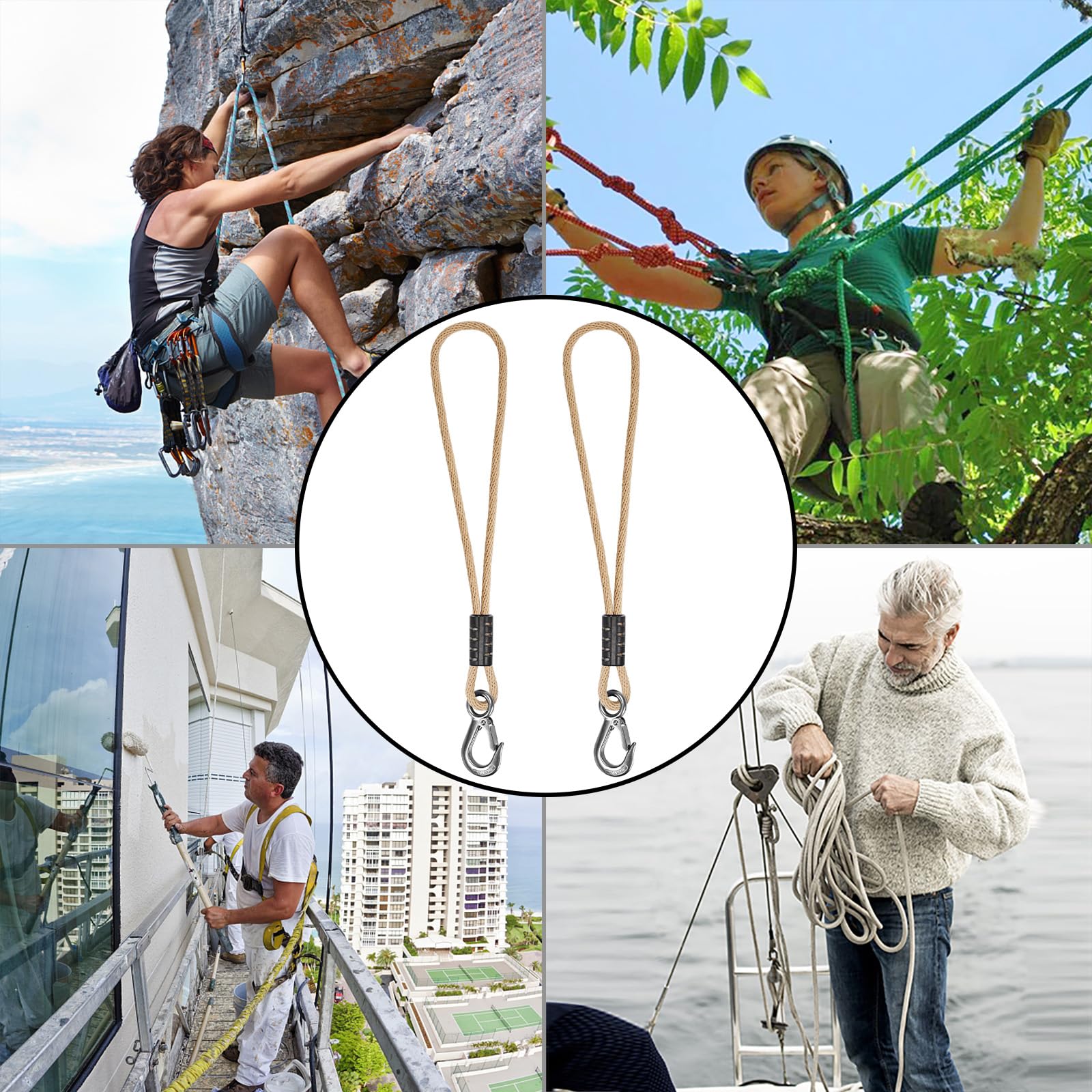 Cinghie Per Altalena E Amaca Con Moschettone | Kit Sospensione Regolabile Per Albero - Fino A 454kg - Foto 13