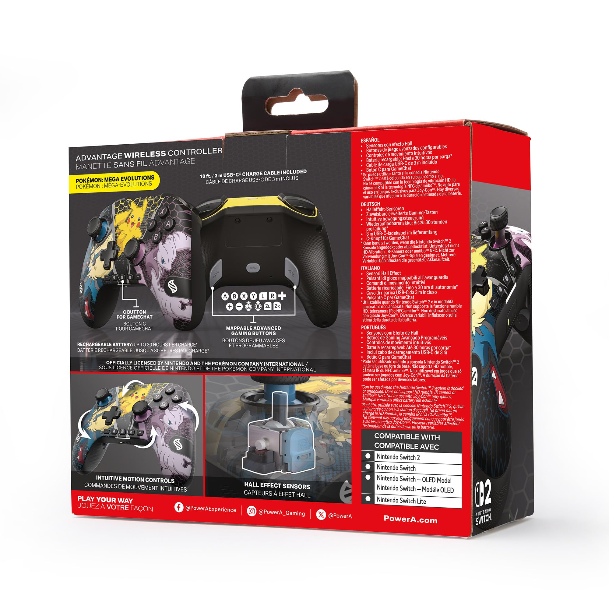 PowerA Advantage Wireless Controller for Nintendo Switch 2 - Pokémon: Mega Evolutions, Officially Licensed, Hall Effects, Mappable Buttons, Pro Controller, C Button, Motion Controls - Nintendo Switch 2 - Very Good - Used Controller - Image 2
