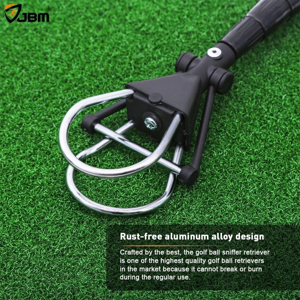 review JBM Golf Ball Retriever Device (6ft Reach) Automatically Portable Telescopic Golf Ball Pick Up Ball Retriever Scoop Pick Up, 23.3