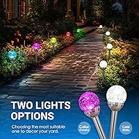 Vista 4 de Solpex - Luces solares de jardín para exteriores, paquete de 3 unidades, multicolor, cambio de color y blanco, 2 modos, bola de vidrio alimentada