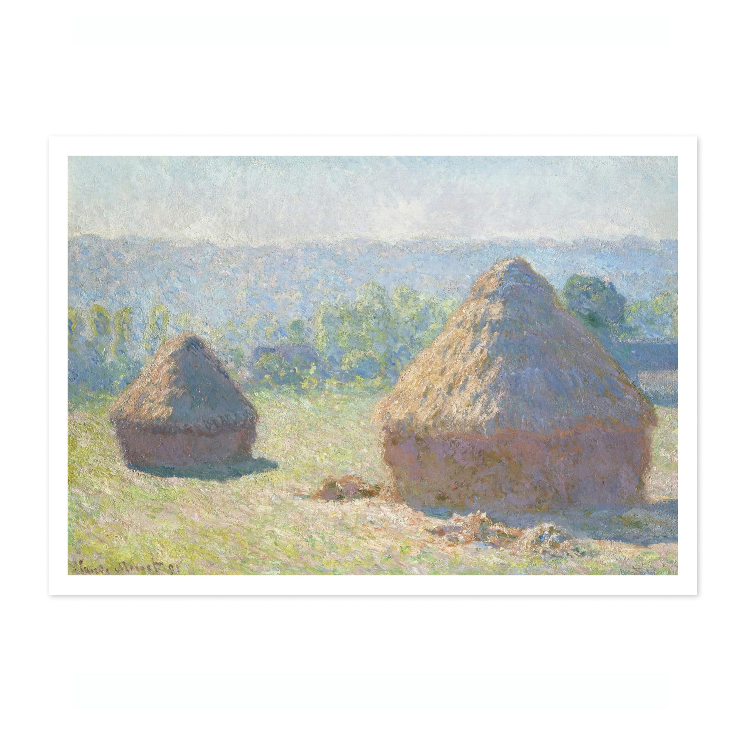 Haystacks, End Of Summer Claude Monet Art Print, Classic Art Painting Poster, Impressionism Art Exhibition Modern Wall Art, Minimalist Home Decor Picture Artwork, A4 (Print Only) - 29.7x21cm