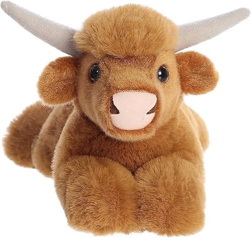 Miniatura 2 de Aurora Adorable Mini Flopsie - Animal de peluche de vaca de las tierras altas, facilidad juguetona, compañeros atemporales, color marrón, 8 pulgadas