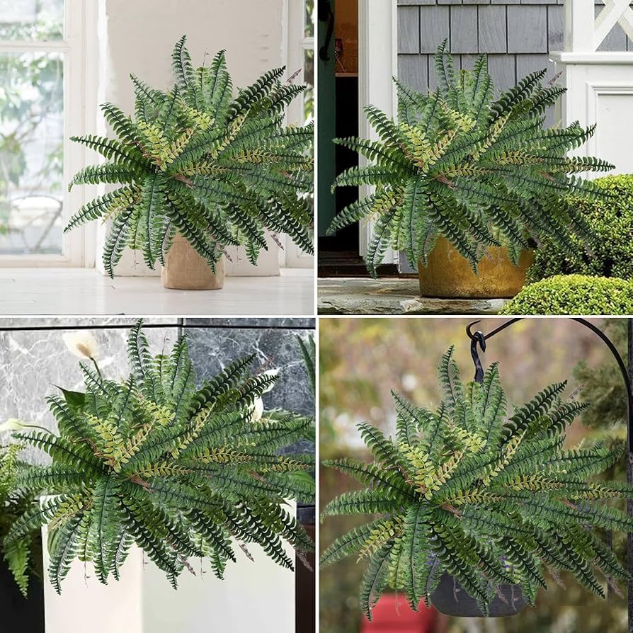 Amazon.co.jp: ほぼ天然のシダ、シダの人工植物、吊り下げ式人工