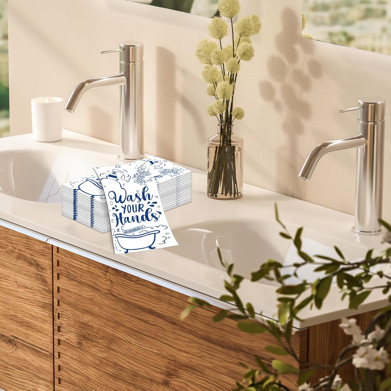 使い捨てバスルームナプキン 100枚 手洗いタオル ゲストペーパーナプキン 使い捨てバスルーム パウダールーム 結婚式 誕生日 ディ