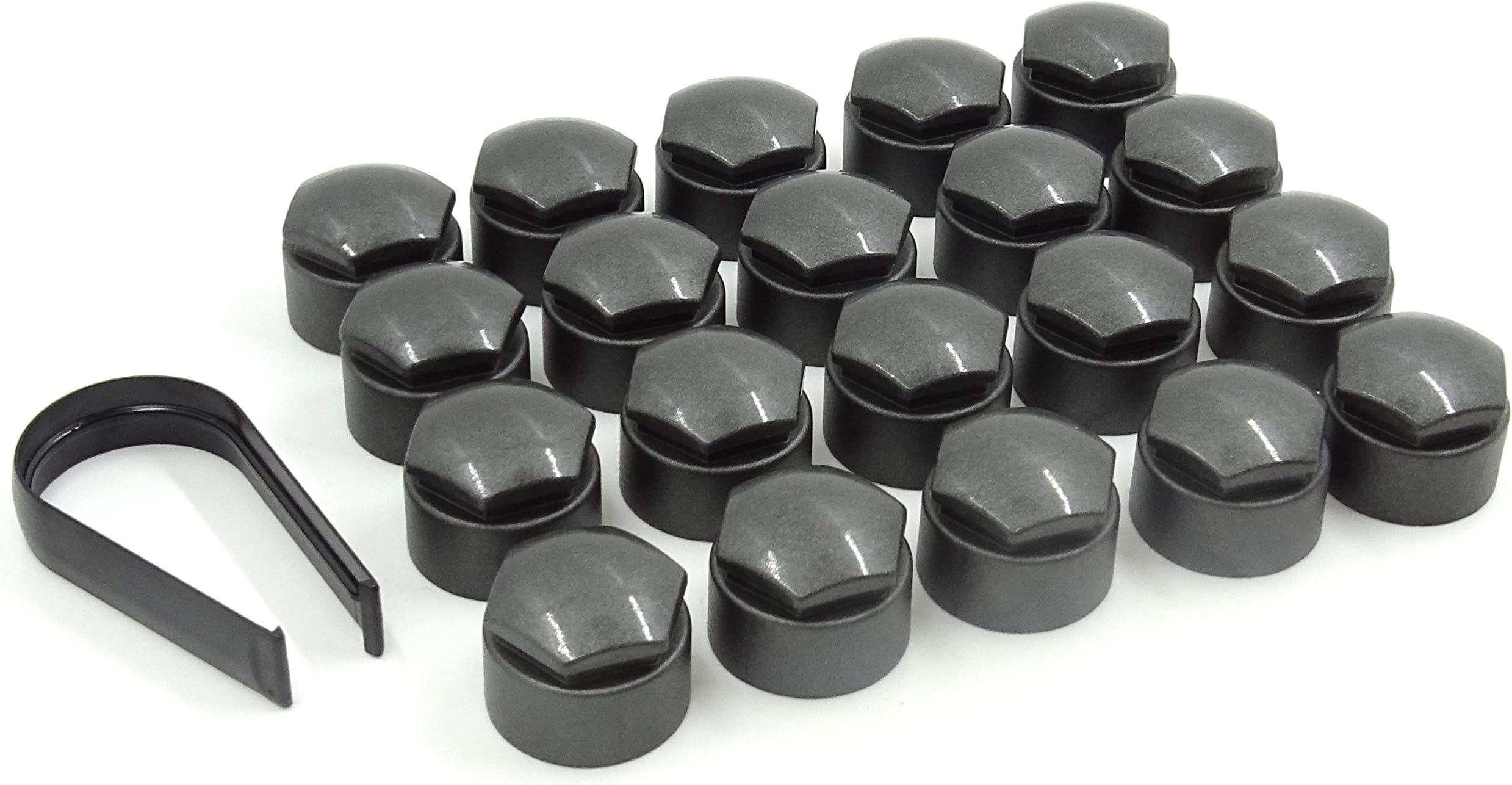 Round Type Wheel nut covers for Audi A1, A3, A4, A5, A6, A7, A8, TT, Q3, Q5, Q7 Mk2, Q8 17mm (Dark Grey (OEM color) AS ORIGINAL