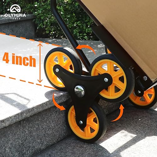 Miniatura 3 de Olympia Tools Carro de mano plegable con ruedas  Carrito de mano móvil  Carro de servicio pesado (330 libras de escalada de escalera)