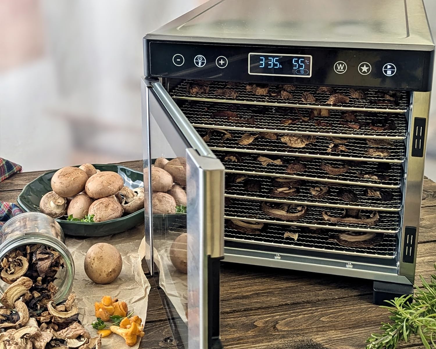 ROMMELSBACHER Essiccatore DA 650, superficie di essiccazione 0,5 m², con 7 vassoi in acciaio inox, 1 griglia di essiccazione, 1 disidratazione, display LCD, timer da 99 ore, temperatura regolabile (35