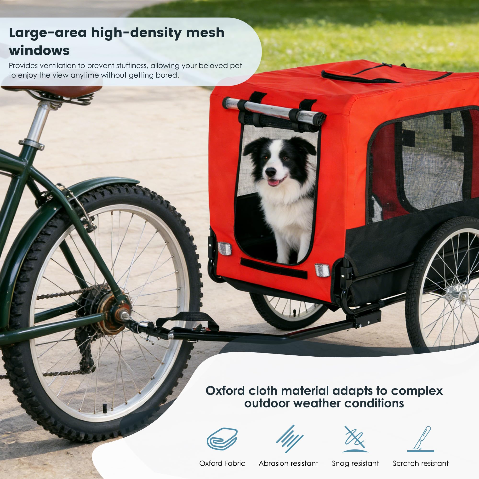 Hundeanhänger & Fahrradanhänger, Faltbarer Hundewagen bis 40 kg, schneller Umbau zum Hundebuggy, inklusive Sicherheitszubehör