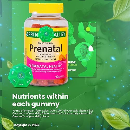 Miniatura 5 de Gomitas multivitamínicas prenatales, 90 unidades con paquete de vitaminas y minerales exclusivos, de la A a la Z, guía de mejor ligereza y primavera