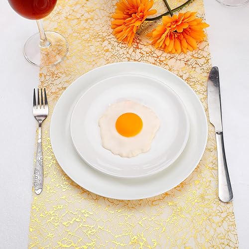 Miniatura 6 de Tudomro 12 caminos de mesa dorados de 11 x 84 pulgadas, rollo de malla fina metálica con purpurina dorada para decoración de mesa de bodas, fiestas