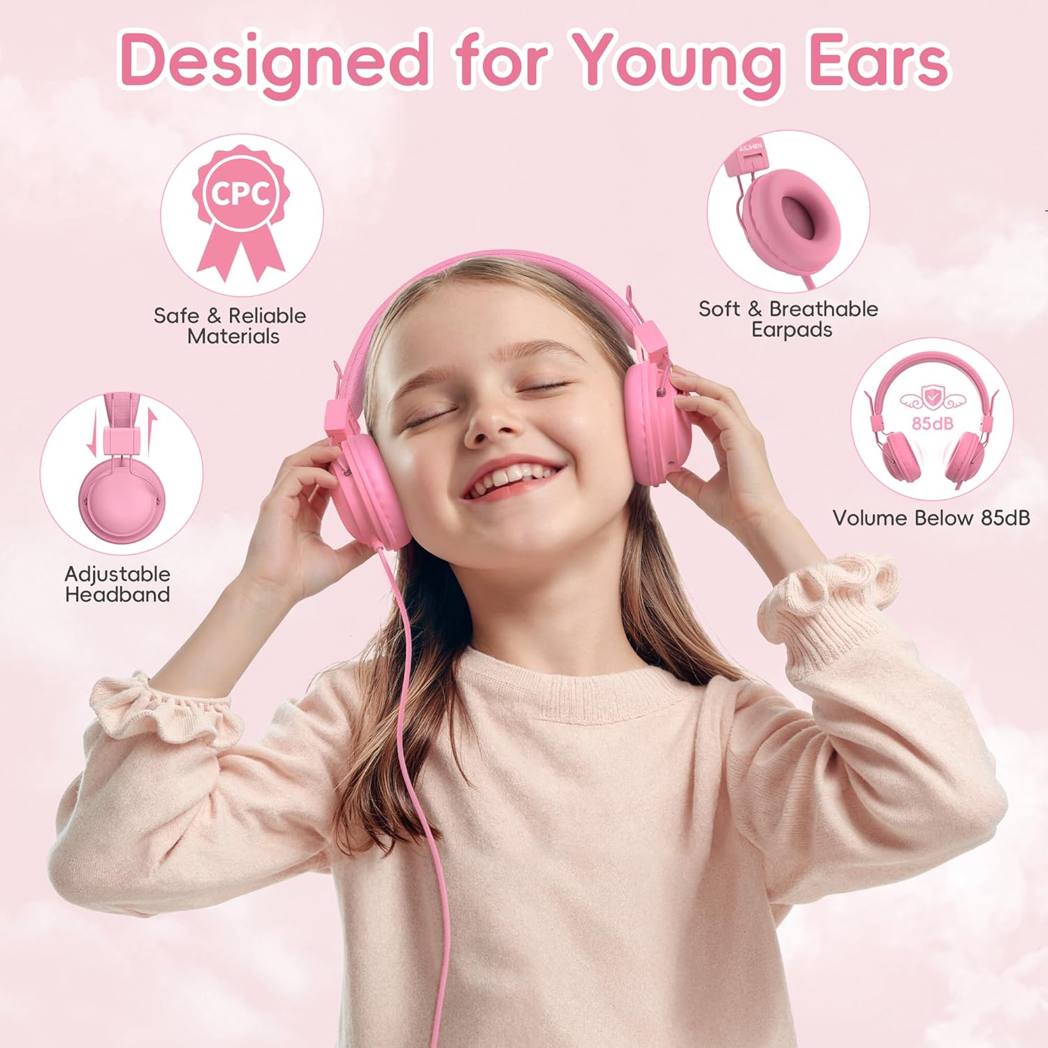 AILIHEN Kids Headphones for School, Classroom Headphones Bulk 10-Pack for K-12th Grade Students, 85dB Volume Limit, Shareable, Foldable, 3.5mm Jack for Library, Online Learning (Multicolor)