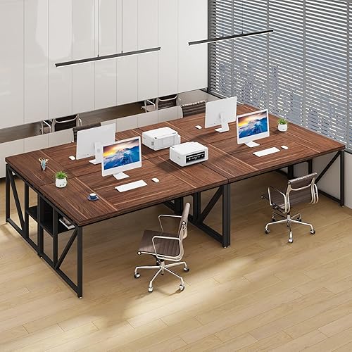 Miniatura 73 de Tribesigns Escritorio simple para computadora de 55 pulgadas, mesa de escritorio de oficina en casa para estación de trabajo, nogal oscuro + patas