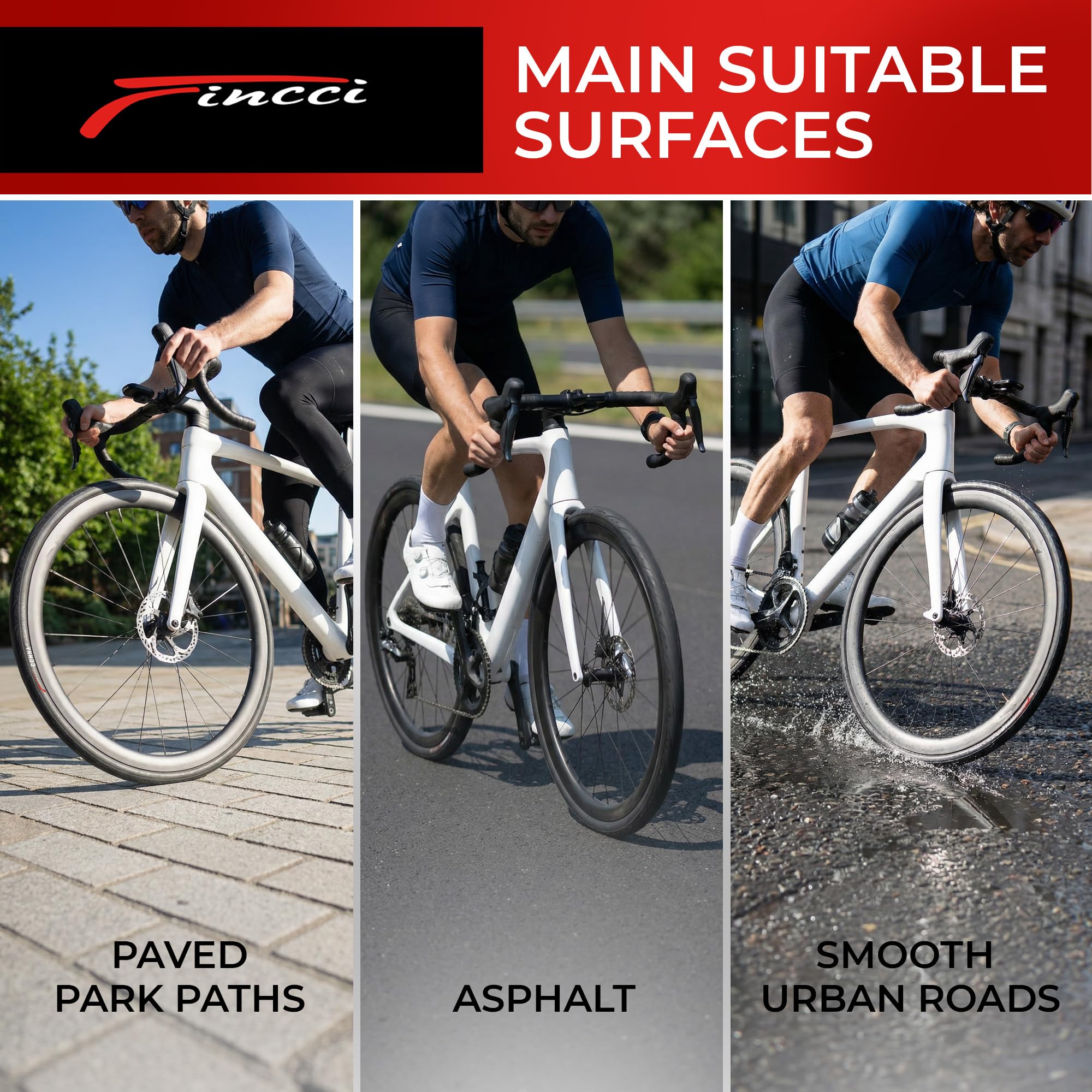 Fincci Copertoni Bici da Corsa 700x23c (23-622) – Coppia Pneumatici Strada Anti-foratura Rinforzati 60 TPI – Gomma ad Alta Velocita per Ciclismo e Allenamento – Nero