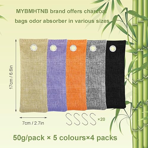 Miniatura 3 de Bolsas de Carbón de Bambú Absorbedoras de Olores Paquete de 20×1.76 oz Bolsas Purificadoras de Aire de Carbón de Bambú, para Ambientadores de Coche,