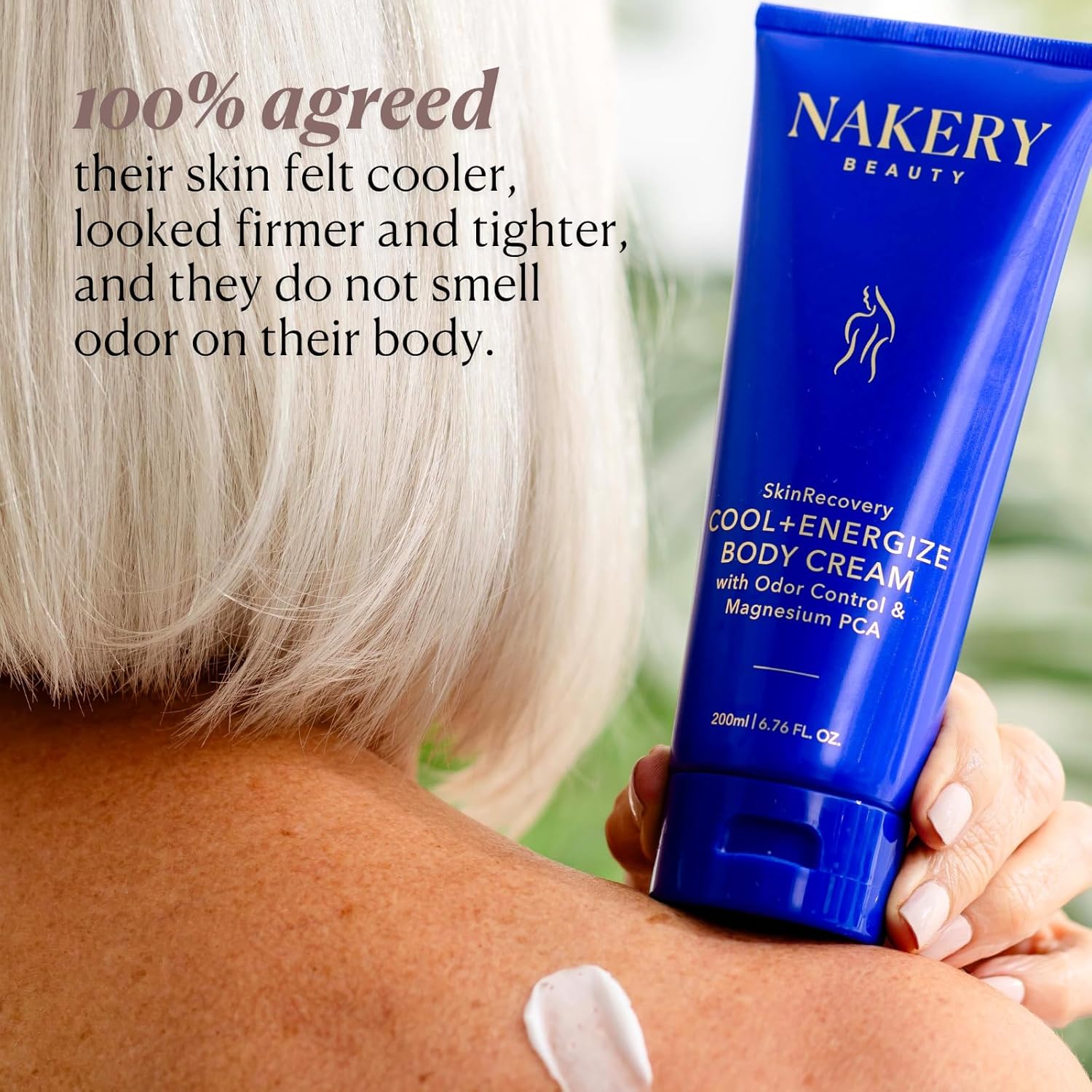 Nakery SkinRecovery Cool + Energize Cooling Body Cream, Magnesium Body Lotion for Hot Flashes, Firming Moisturizer with Menthol and Caffeine, Calming Skincare for Women 50+, Made in USA