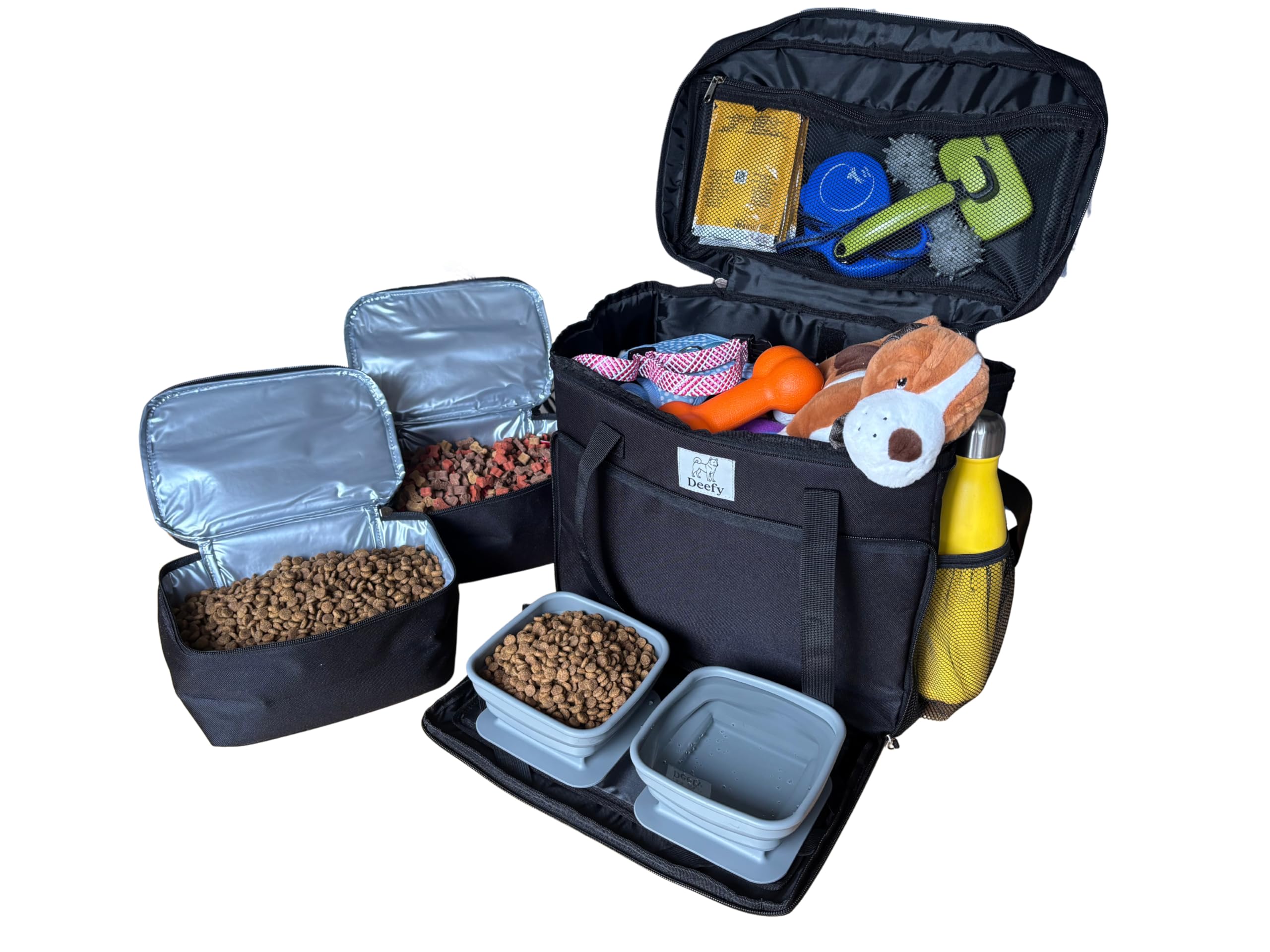 Dog Travel Bag – Pet Travel Kit with Collapsible Bowls, Food Carriers & Storage Pockets – Airline-Approved Dog Weekend Bag for Holidays, Walks & Road Trips