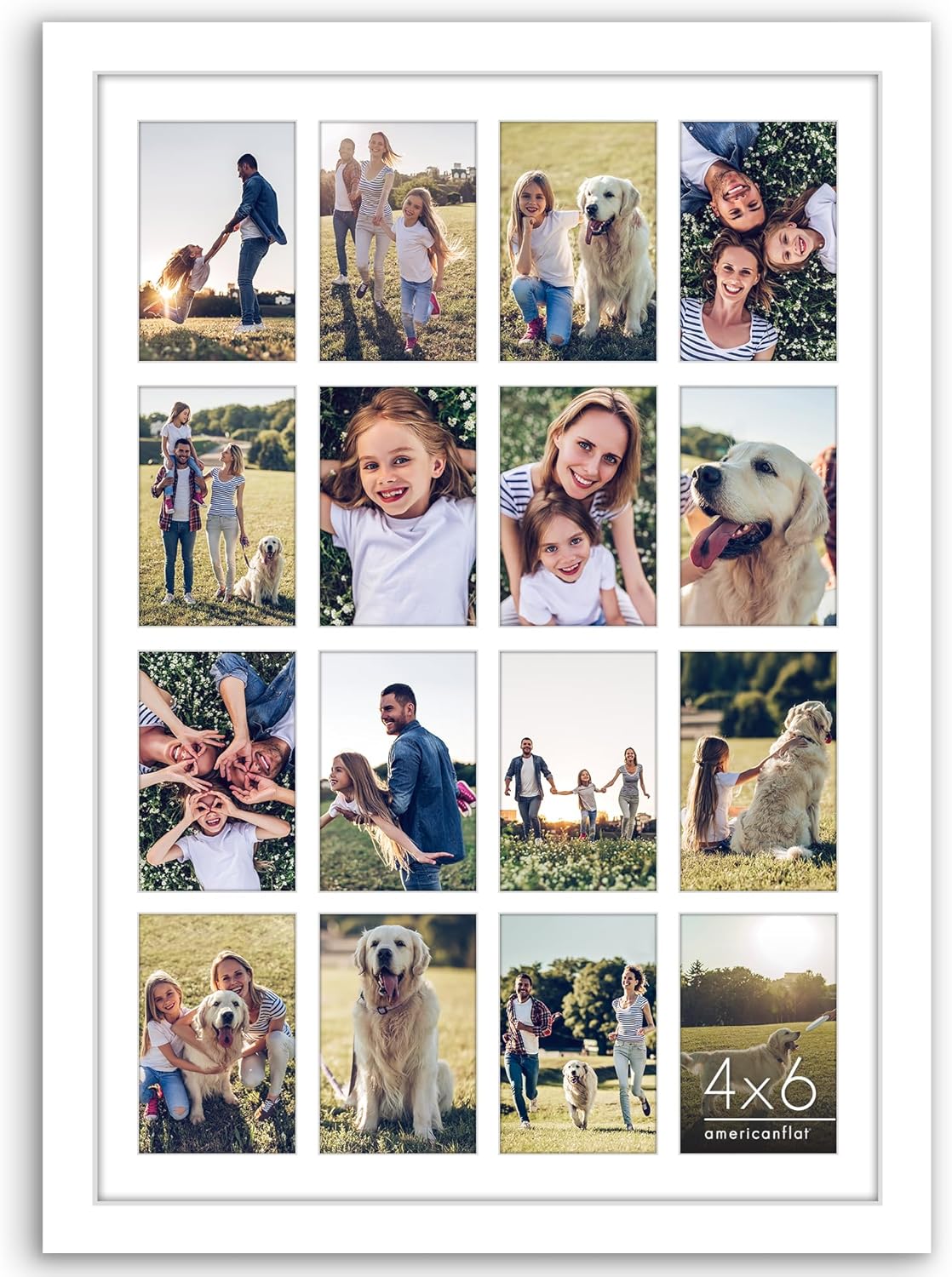 Americanflat 4x6 Collage Picture Frame with Polished Plexiglass - Multi Picture Frames Fit Sixteen 4x6 Photos or Use as One 18x26 Poster Frame for Wall Display - Signature Collection - White White 18x26 Sixteen Photos