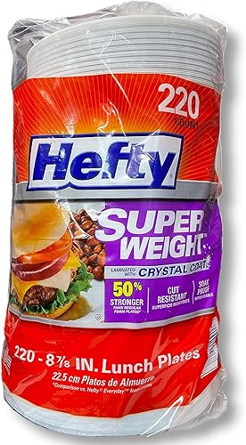 Hefty Placa de espuma de peso estupendo de 8 7/8 pulgadas, 220 unidades