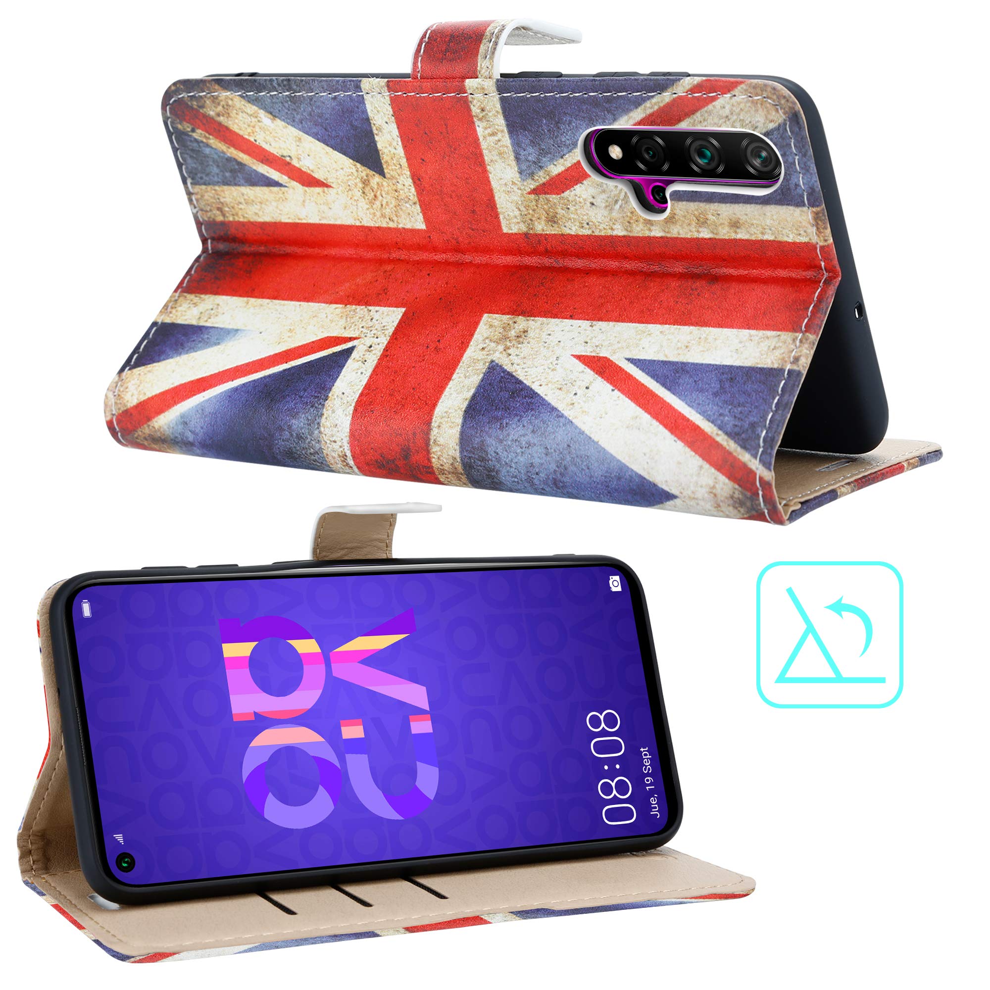 Genuine Case For Huawei Nova 5T (6.26''), Black, Pink Leather Wallet