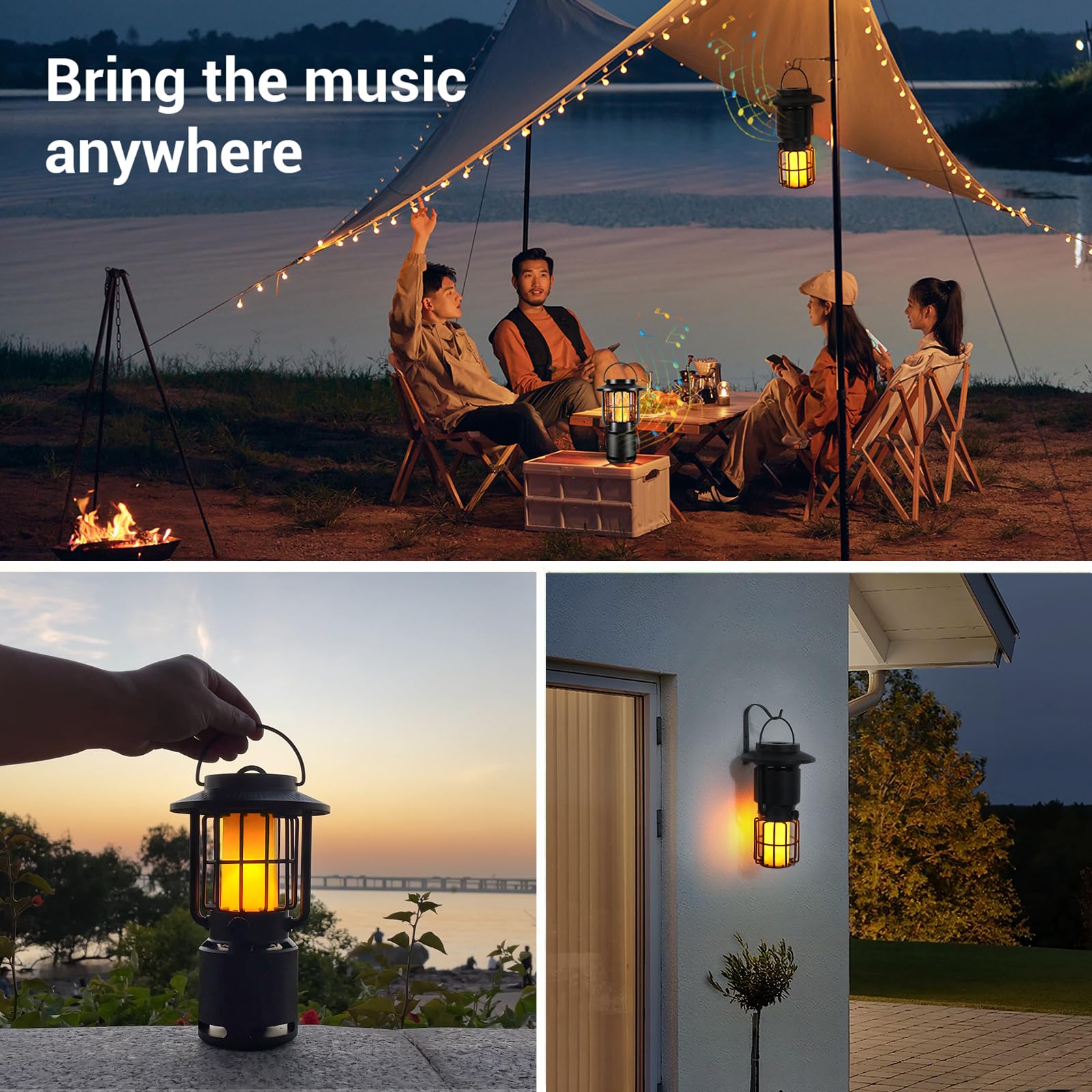 Altoparlante Bluetooth per uso esterno, altoparlante wireless impermeabile IP65 con 3 modalità di illuminazione, illuminazione da campeggio all'aperto, altoparlante portatile regalo per emergenze uomo