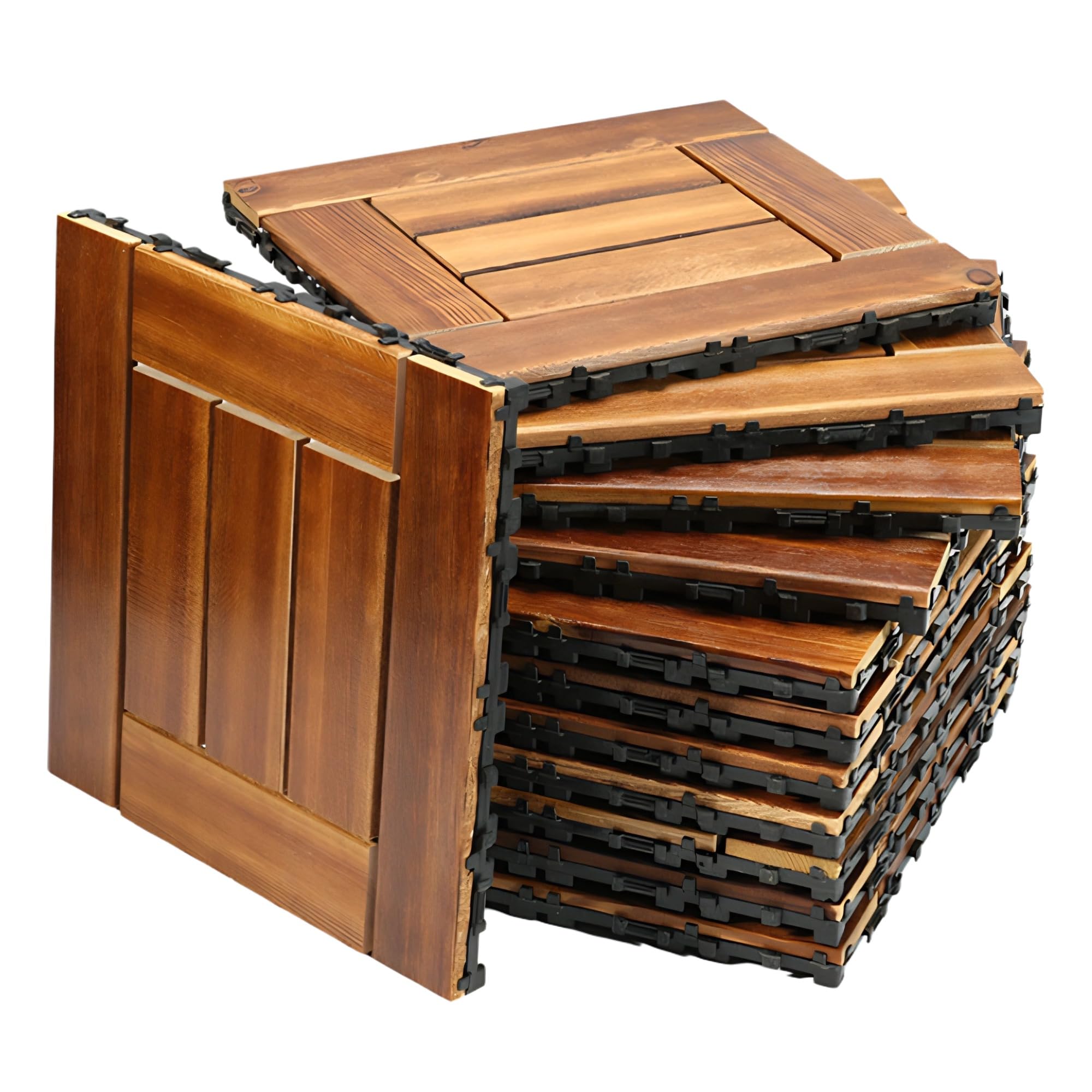 Coolpleasant 11 Pcs Interlocking Garden Deck Tiles