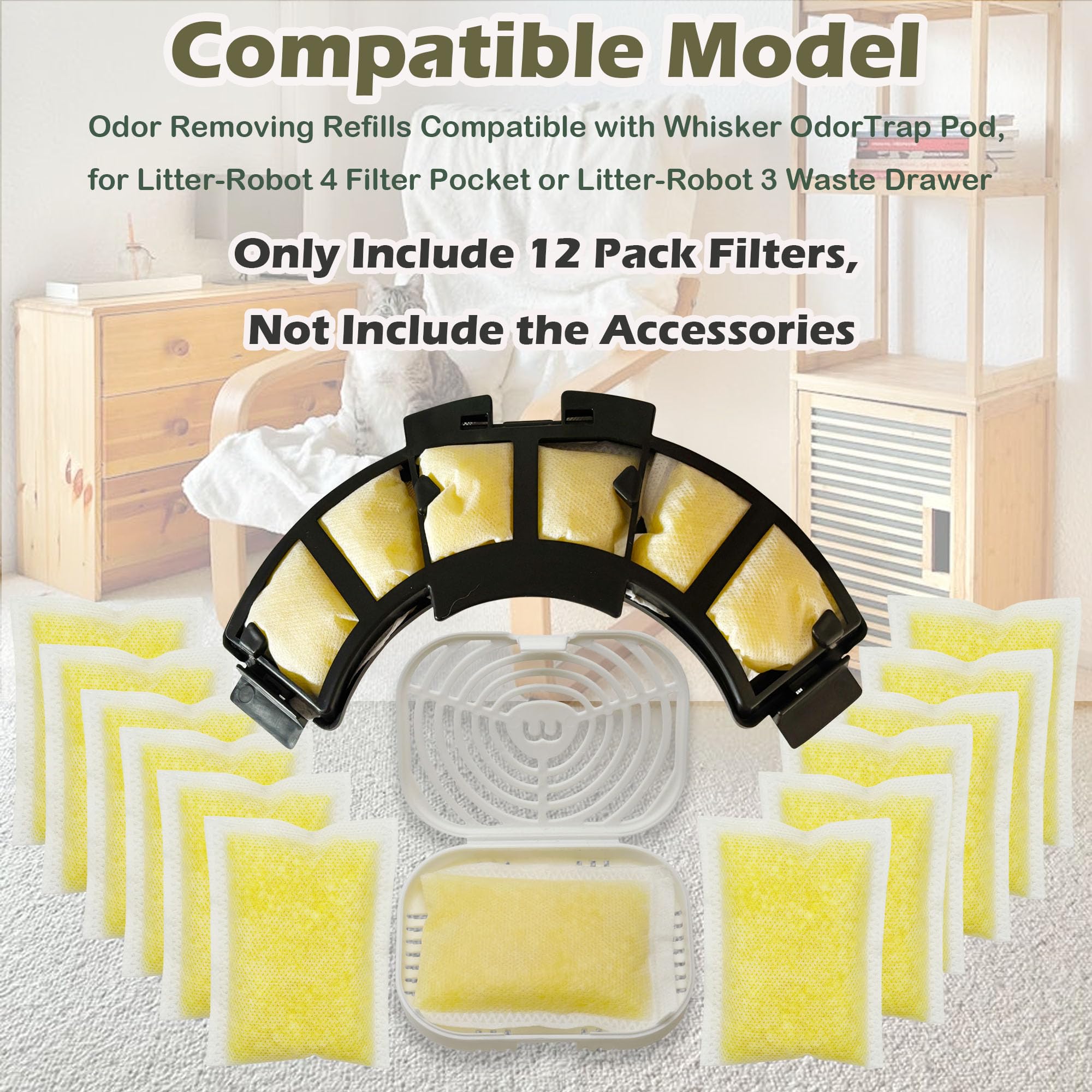 12 Pack Pet Odor Eliminator Compatible with Whisker OdorTrap Pod, Odor Filters for Litter-Robot and Traditional Litter Boxes - image 7