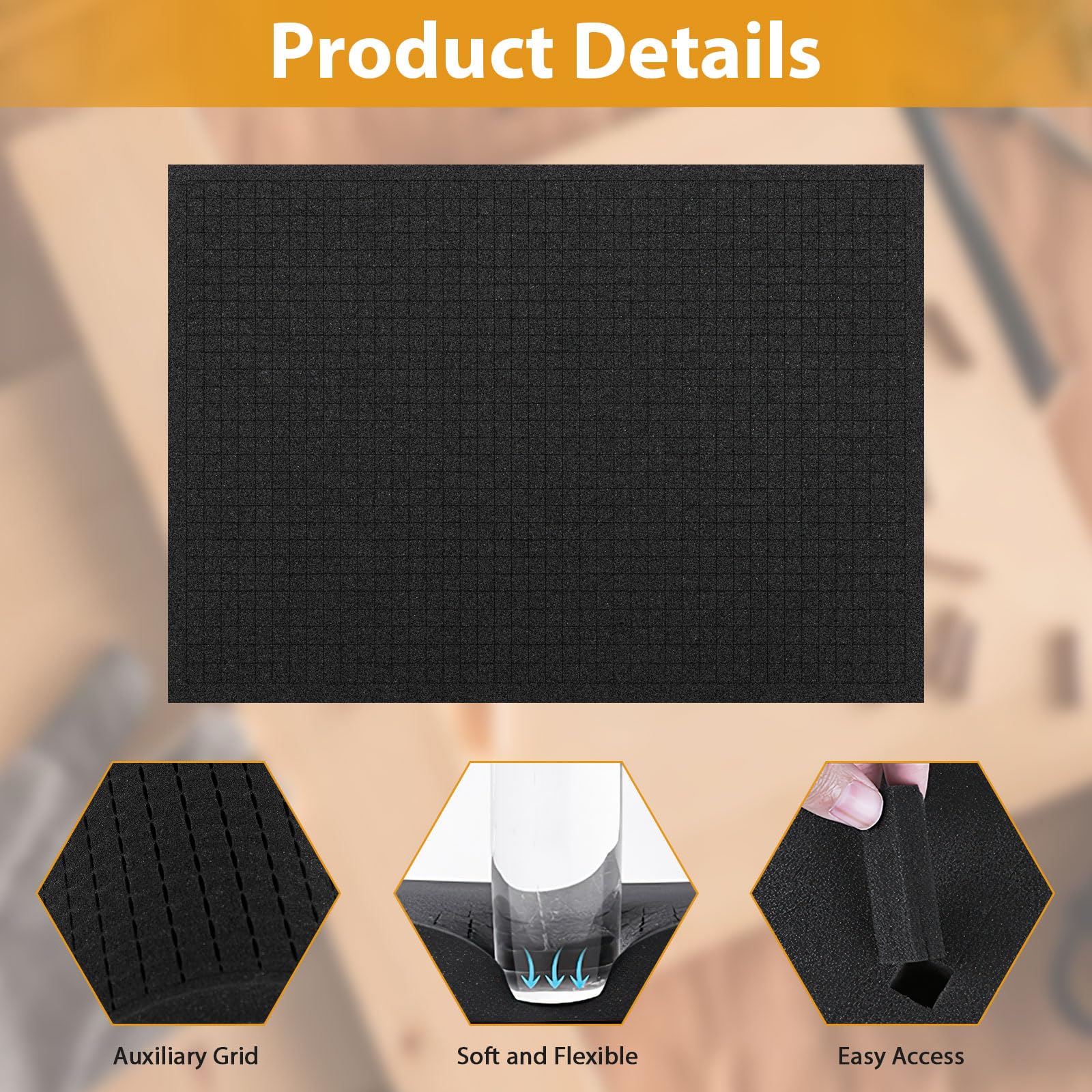 8Pcs Mousse Prédécoupée Cube 4Pcs 400 x 300 x 2.5 mm/4Pcs 400 x 300 x 10mm Mousse de Boîte à Outils, Mousse pour Valises à Outils Malette pour Caméra et Garniture de Valise