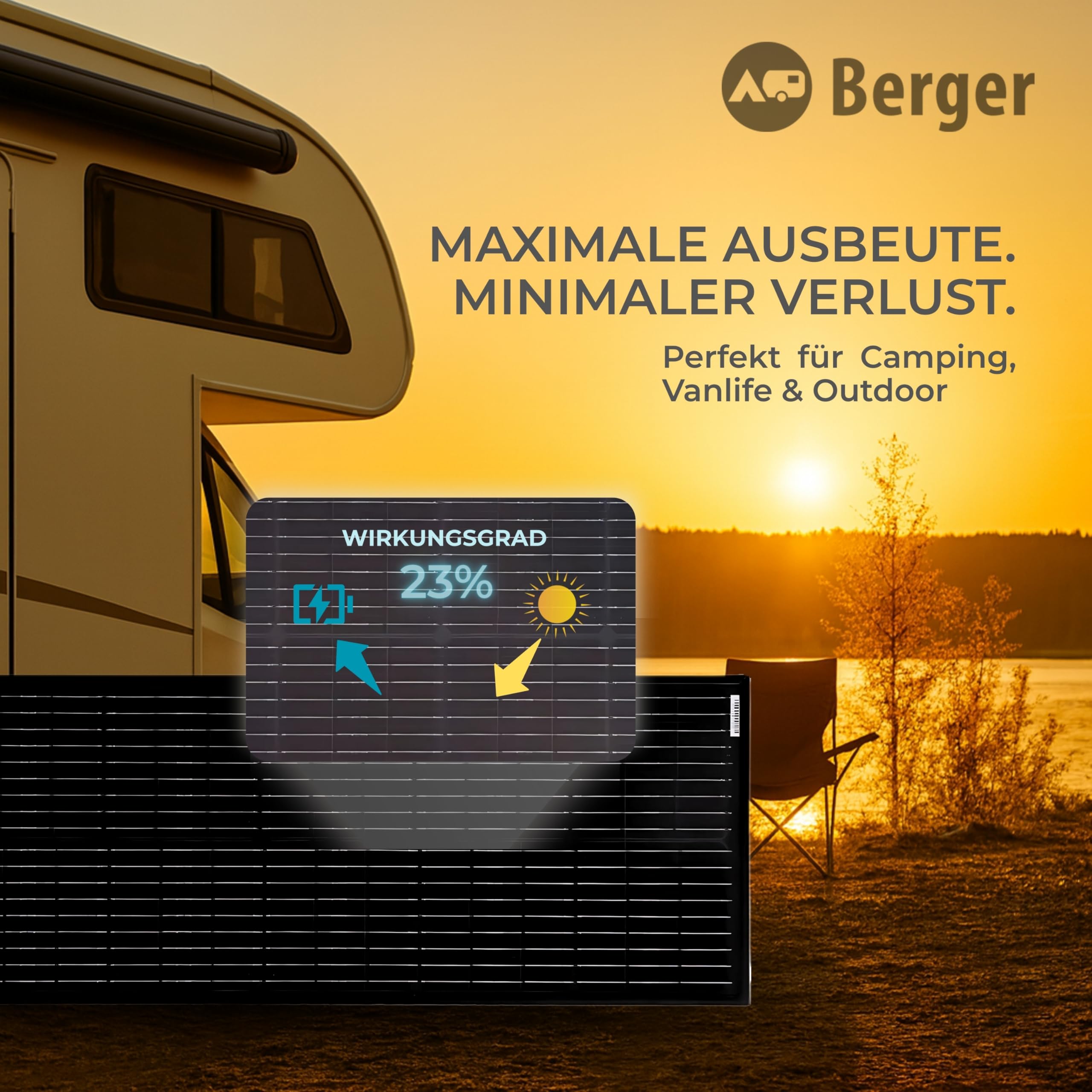 BERGER PX Solarpanel | starres Solarmodul 70 W bis 150 W PV Modul robust & wetterfest | Ultraleichtes Solar Panel für Camping & Outdoor | Hoher Wirkungsgrad 23 % (70 W)