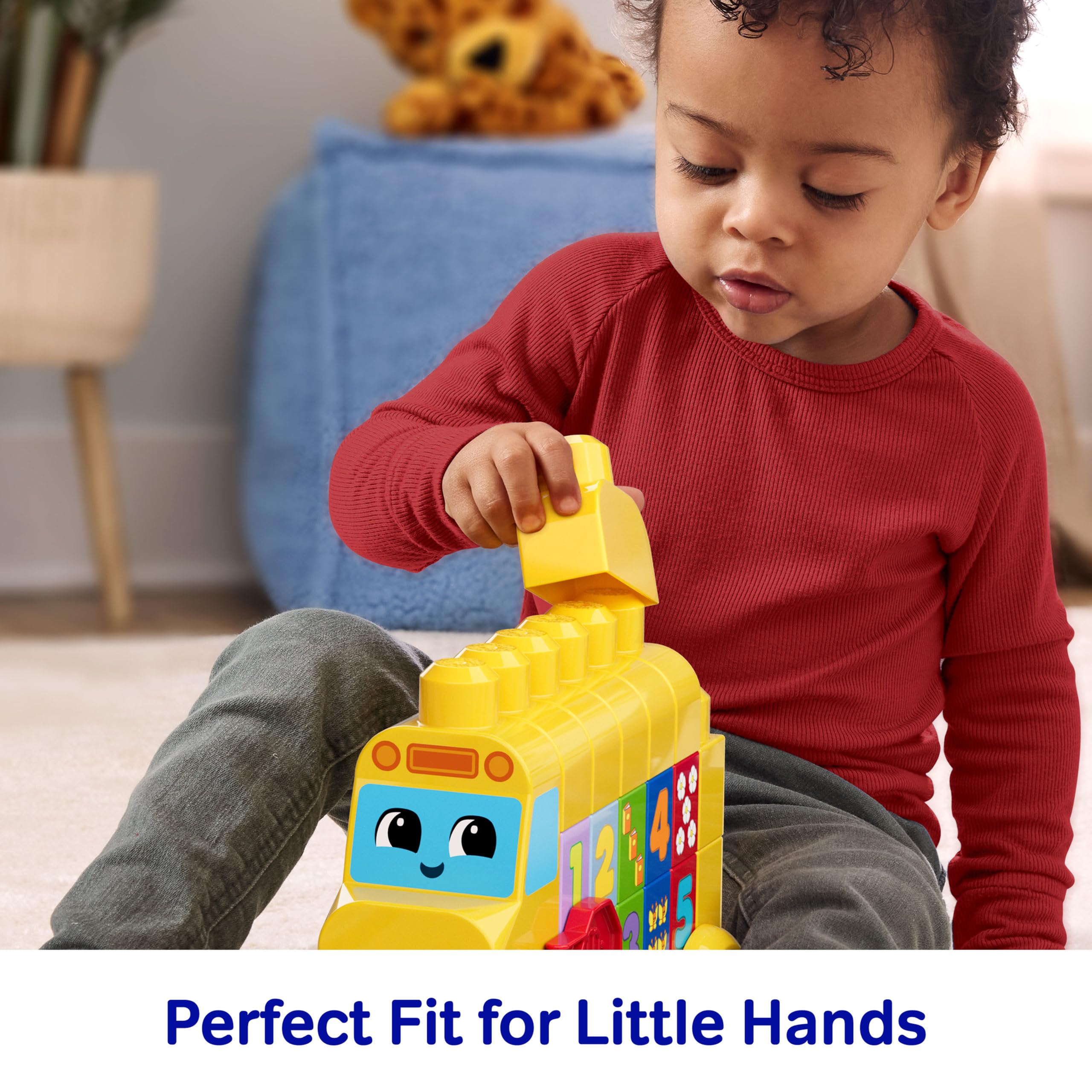 MEGA BLOKS First Builders Toddler Block Toys Set, Build & Count Bus 45 Pieces, Learn Numbers and Counting, Yellow, Ages 1+ Years, JKG34 - Image 4
