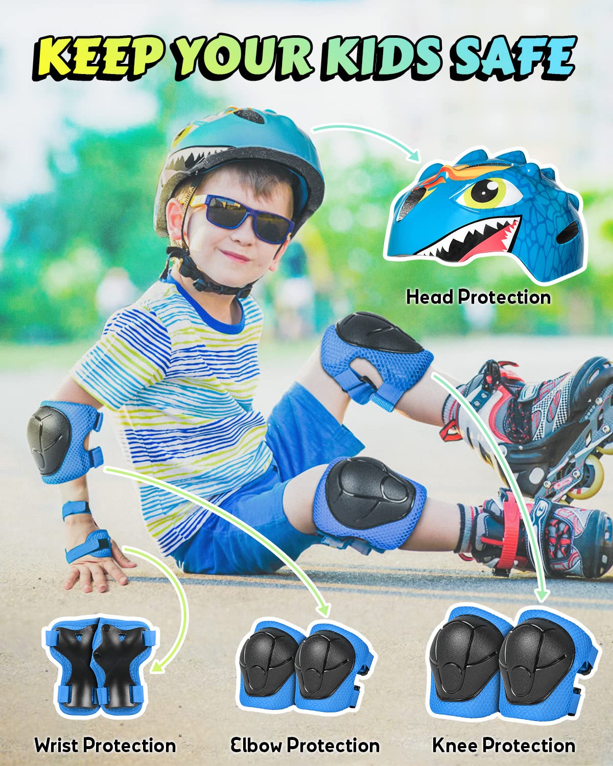 VICTGOAL Casco Bici Bambino, Perfetto Casco da Scooter per Cartoni Animati per scooter, Triciclo e Skateboard, Taglia Regolabile per Bambini 3-8 Anni