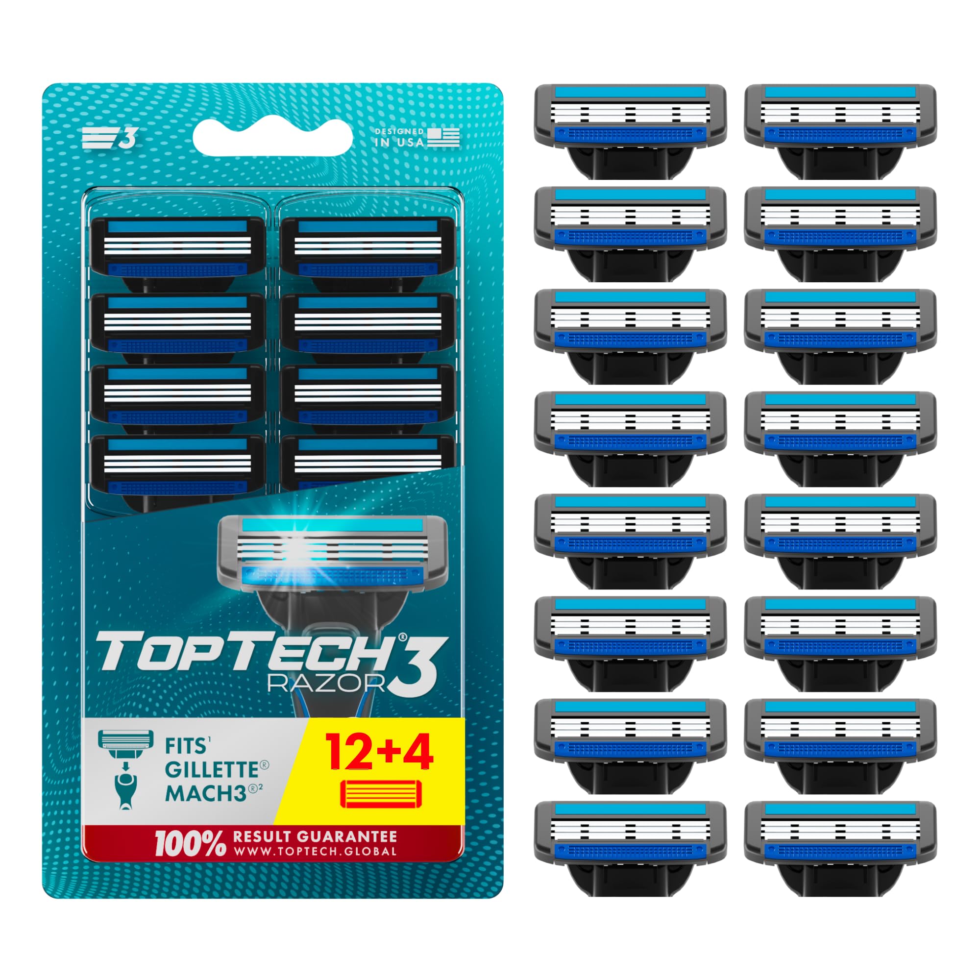 Razor 3 for Men - Replaceable Cartridges for Manual Shaving Razor - 3-Blade Technology Refills - Fits Gillette
